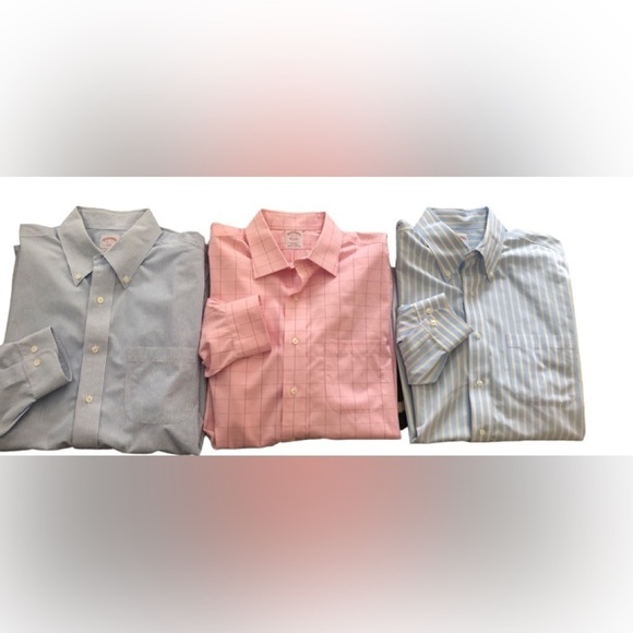Brooks Brothers 3 Men’s 100% Cotton Dress Shirts 16.5 LS Check Stripe Business